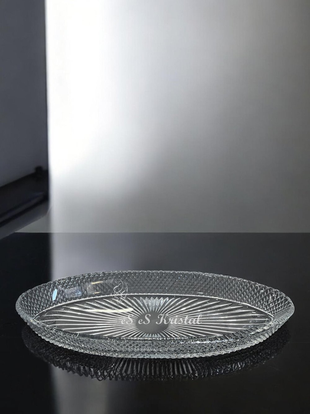 Kristal Kayık Tabak 40 Cm Tarama Şeffaf