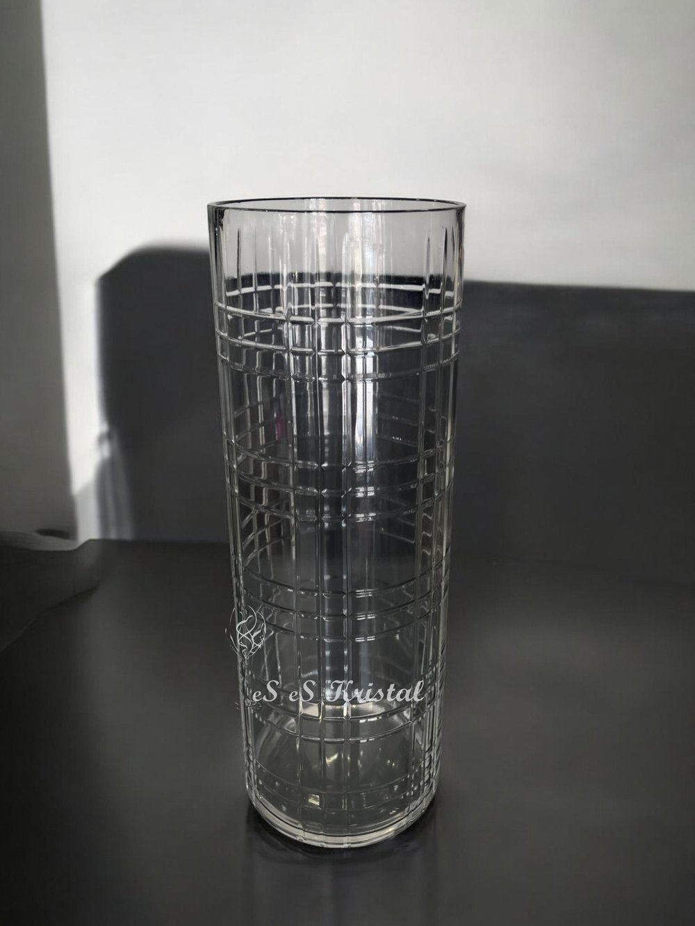 Silindir Düz Vazo 40 Cm Kesit Şeffaf