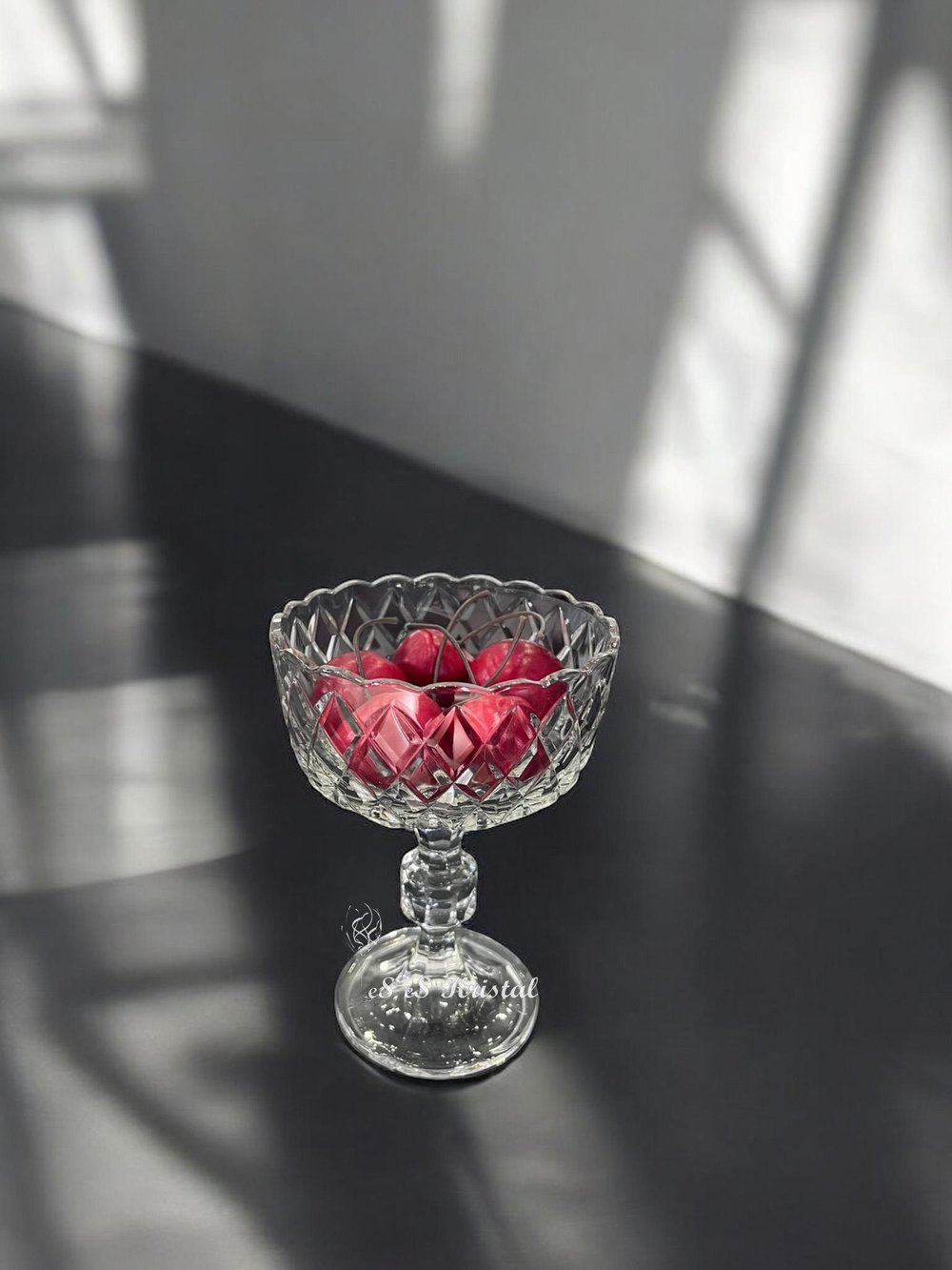 Uzun Ayaklı Dondurmalık Kafes Dilimli Şeffaf 