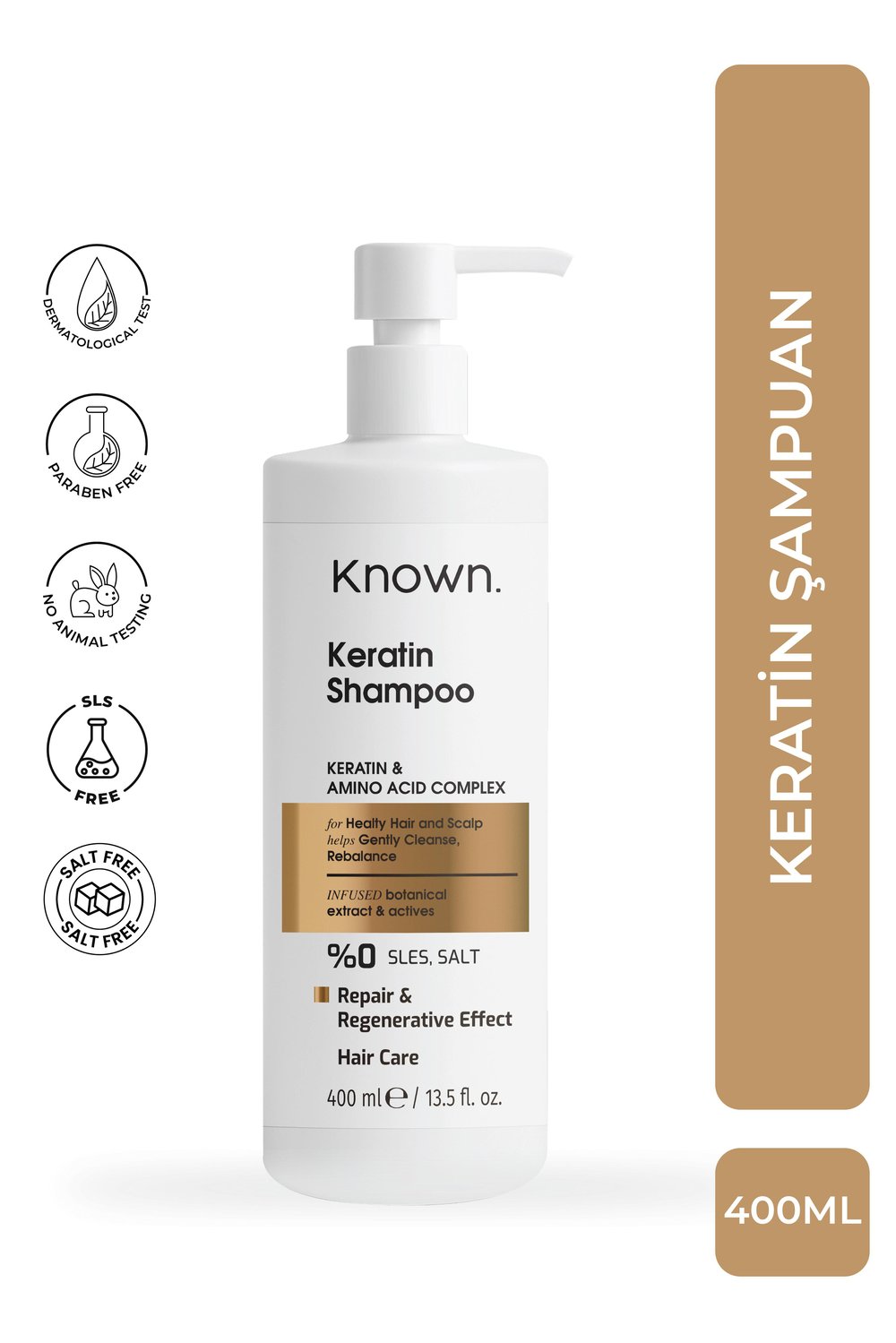 Sülfatsız Tuzsuz Besleyici Doğal Keratin Şampuanı (400ML) - Dökülme Önleyici Güçlendirici