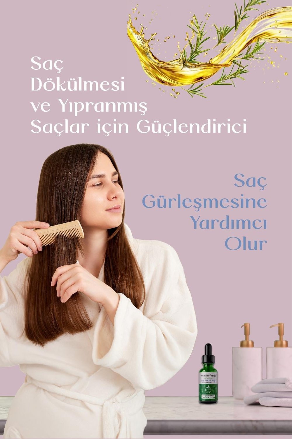 %100 Doğal Biberiye Saç Bakım Yağı 50 Ml