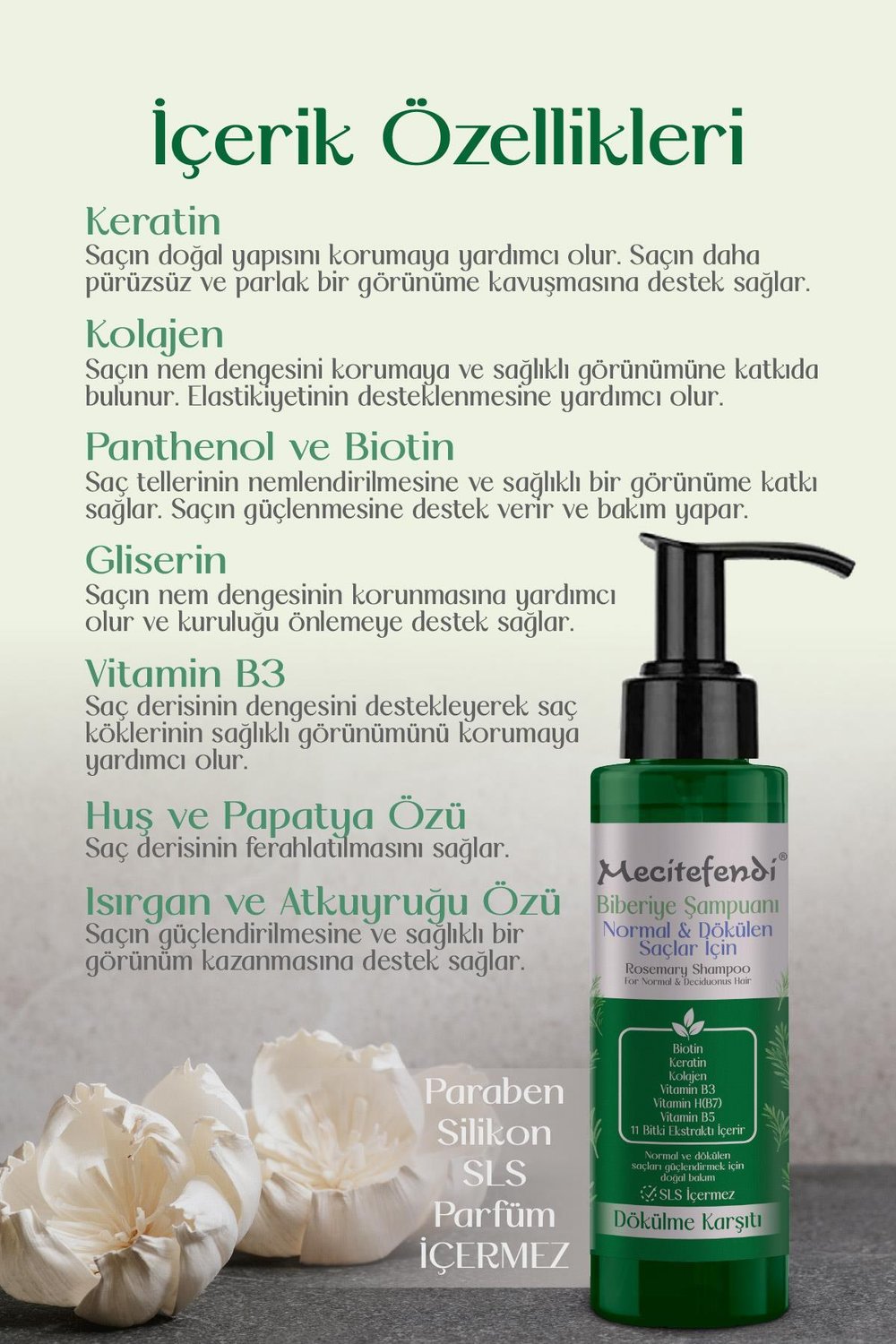 Mecitefendi Biberiye Şampuanı 150 Ml (Biotin, Keratin Ve Kolajen İçerikli)
