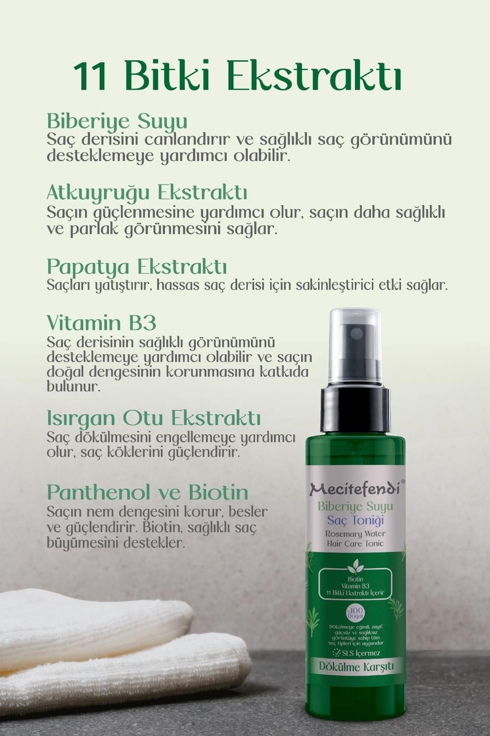 Biberiye Suyu Saç Toniği ( 11 Bitki Ekstraklı ) 150 Ml