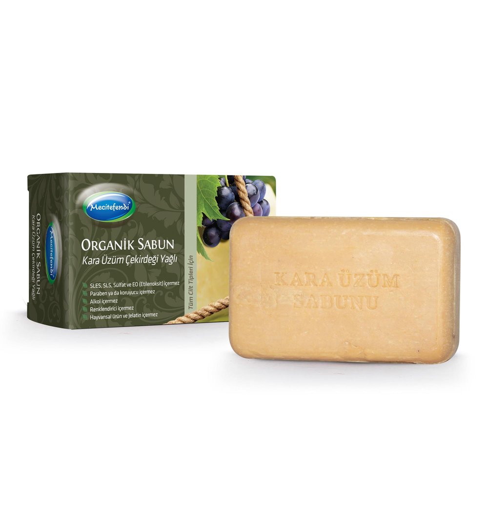   MECİTEFENDİ  ORGANİK KARA ÜZÜM ÇEKİRDEĞİ SABUN 125 GR 