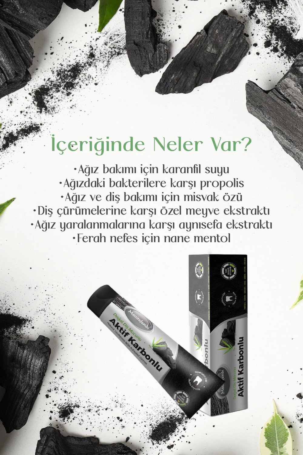 MECİTEFENDİ AKTİF KARBONLU DİŞ MACUNU 75 ML 