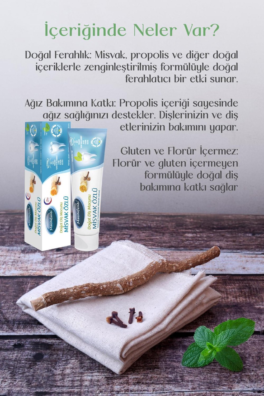 MECİTEFENDİ MİSVAK ÖZLÜ DOĞAL DİŞ MACUNU 75 ML 