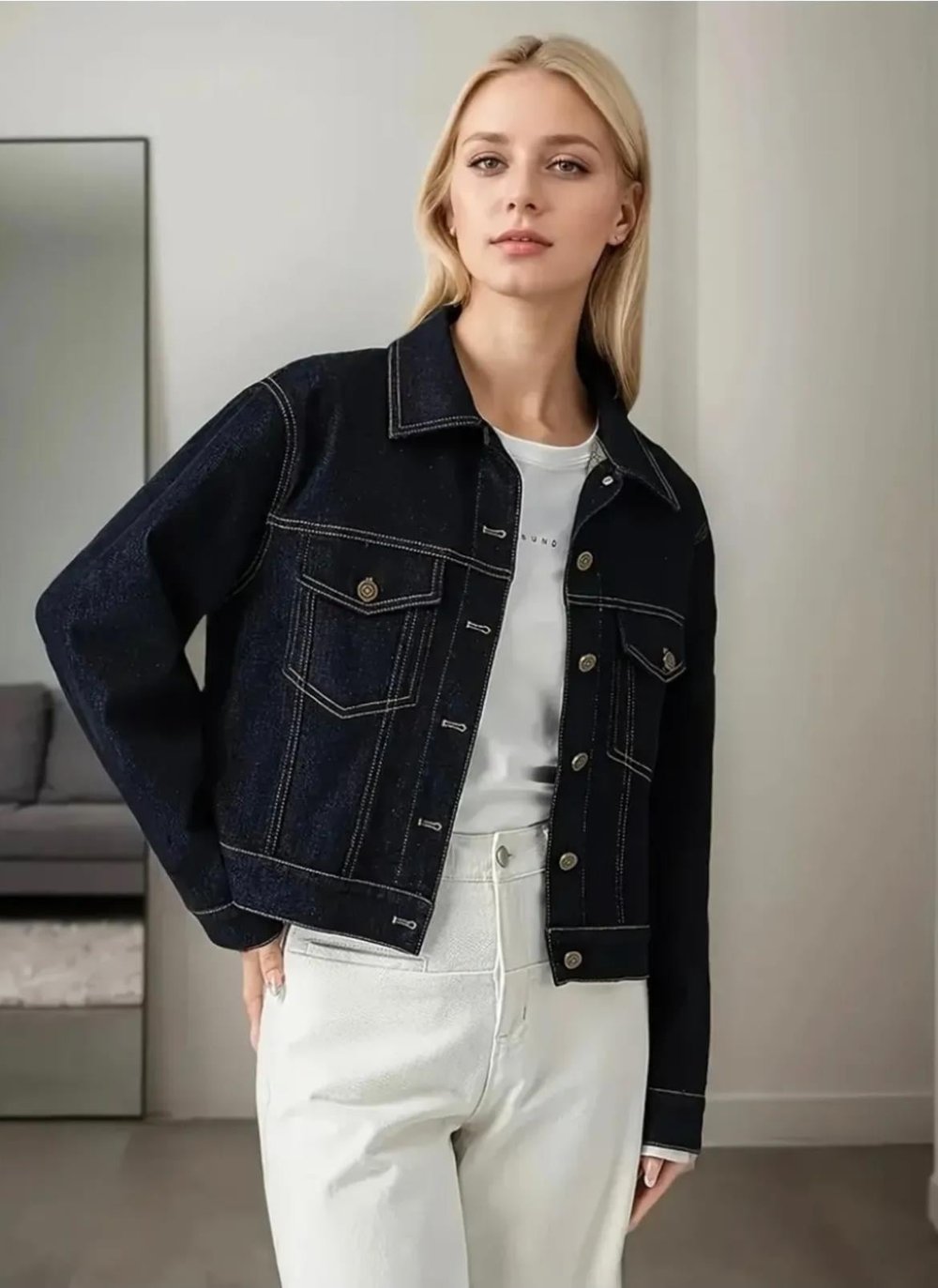 Lacivert Boyfriend Denim Ceket