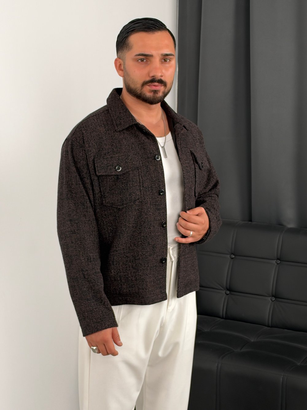 Astarlı Boxy Kalıp Mevsimlik Ceket Acı Kahve