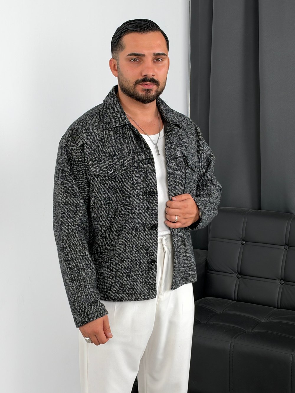 Astarlı Boxy Kalıp Mevsimlik Ceket Antrasit