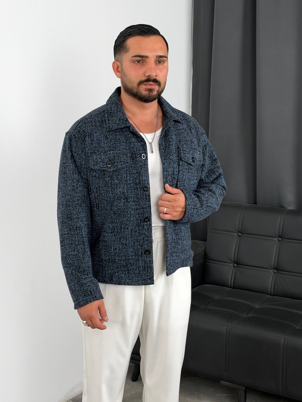 Astarlı Boxy Kalıp Mevsimlik Ceket Lacivert
