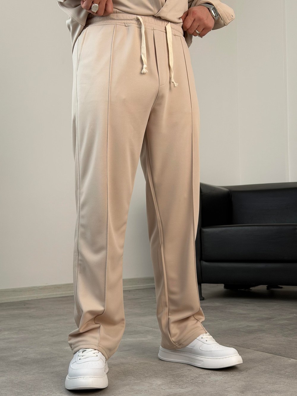 ÇIMA DETALI PREMİUM ÖRME TAKIM BEJ