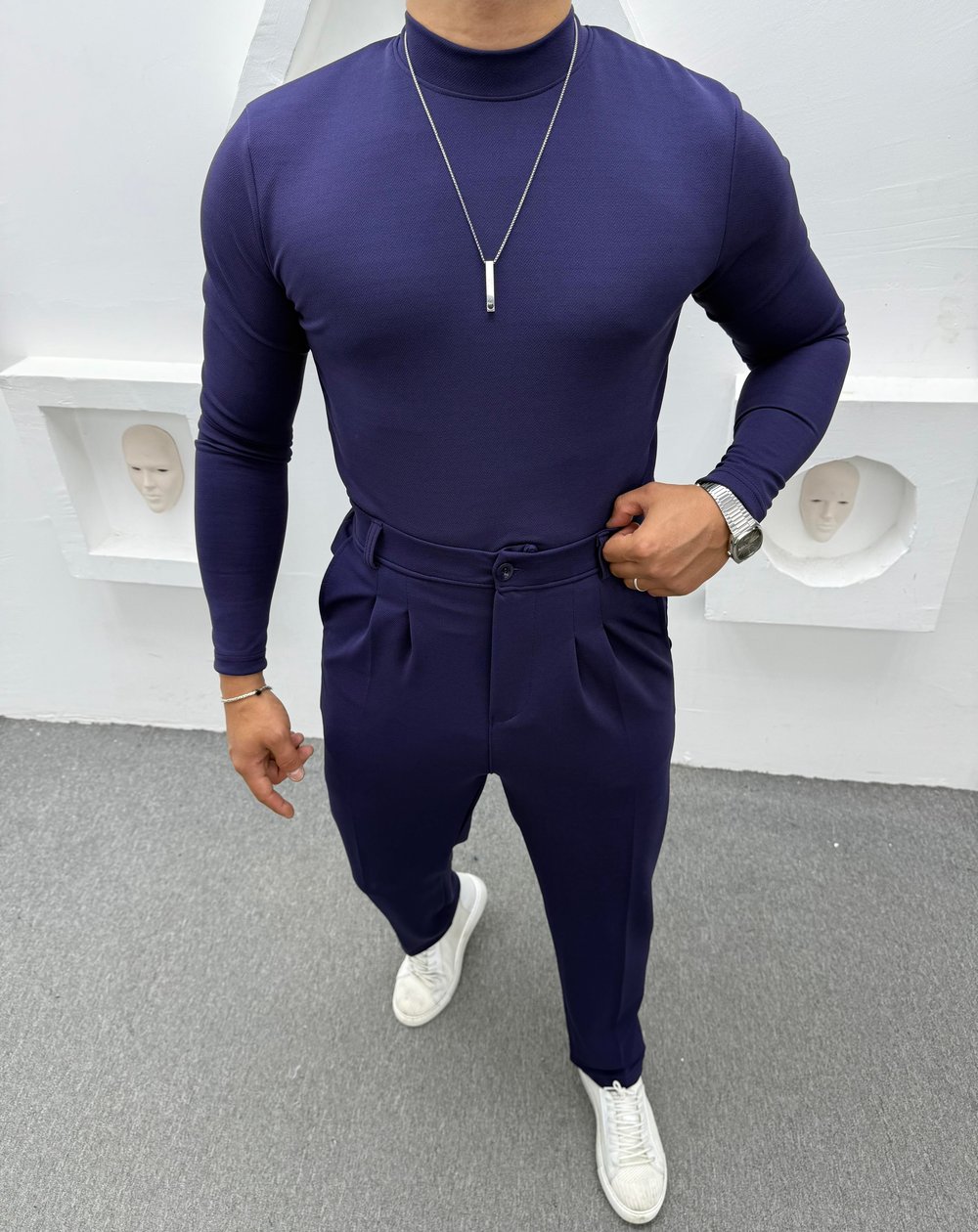 CRAP BALIKÇI YAKA BAGGY PANTOLON TAKIM LACİVERT