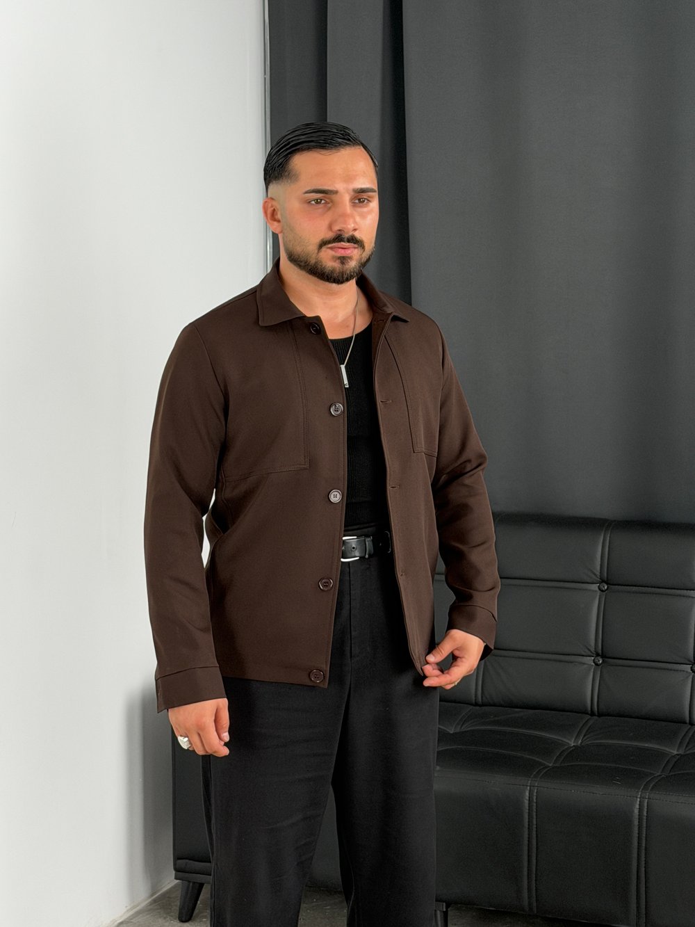 Düğmeli Klasik Ceket Acı Kahve