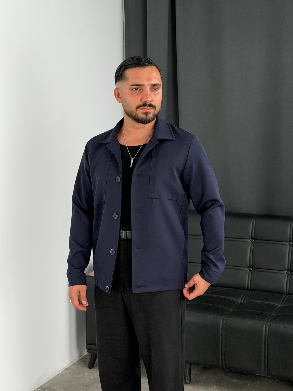 Düğmeli Klasik Ceket Lacivert