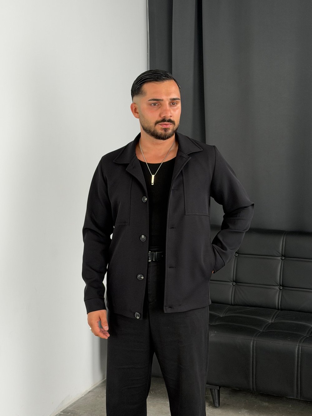 Düğmeli Klasik Ceket Siyah