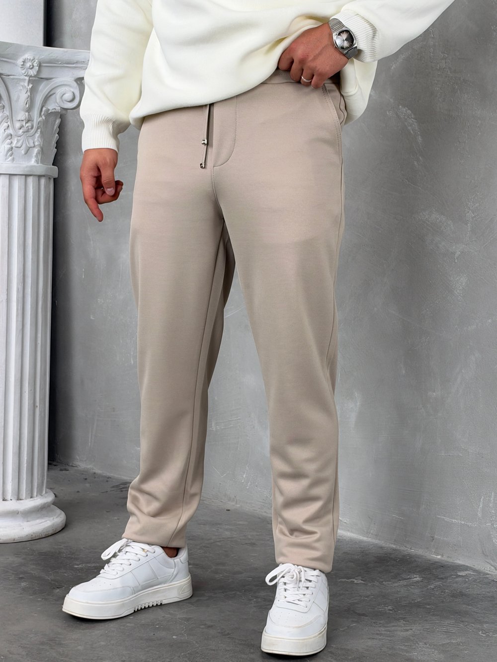 Gramajlı Jogger Pantolon Bej