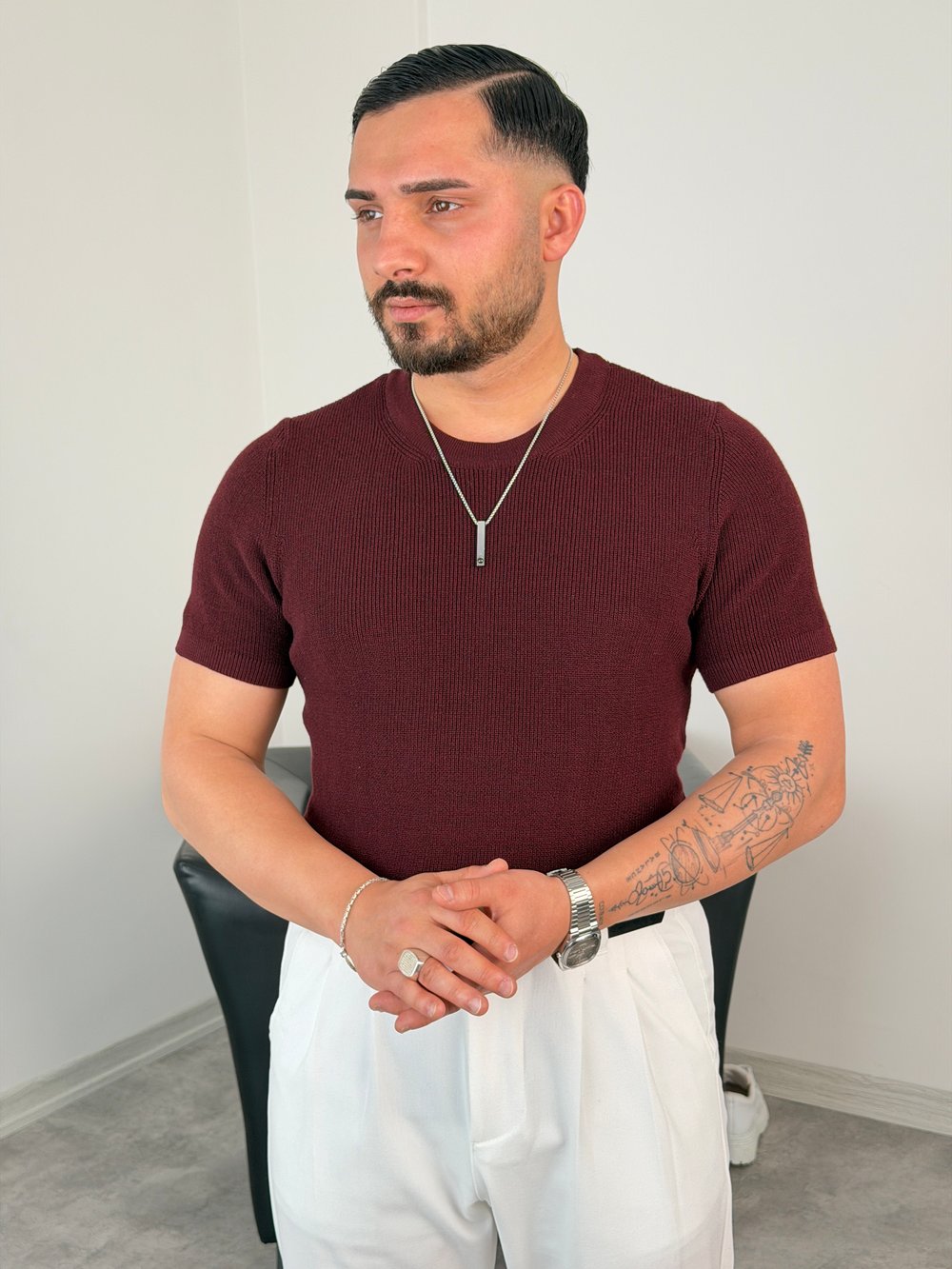 HFA BİSİKLET YAKA PAMUK TRİKO TİŞÖRT MÜRDÜM