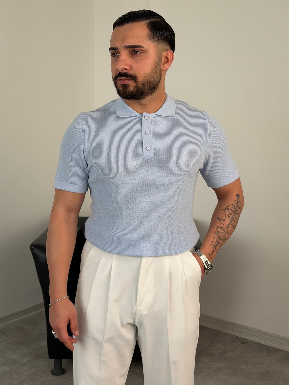 HFA DÜĞMELİ POLO YAKA TRİKO TİŞÖRT BEBE MAVİSİ