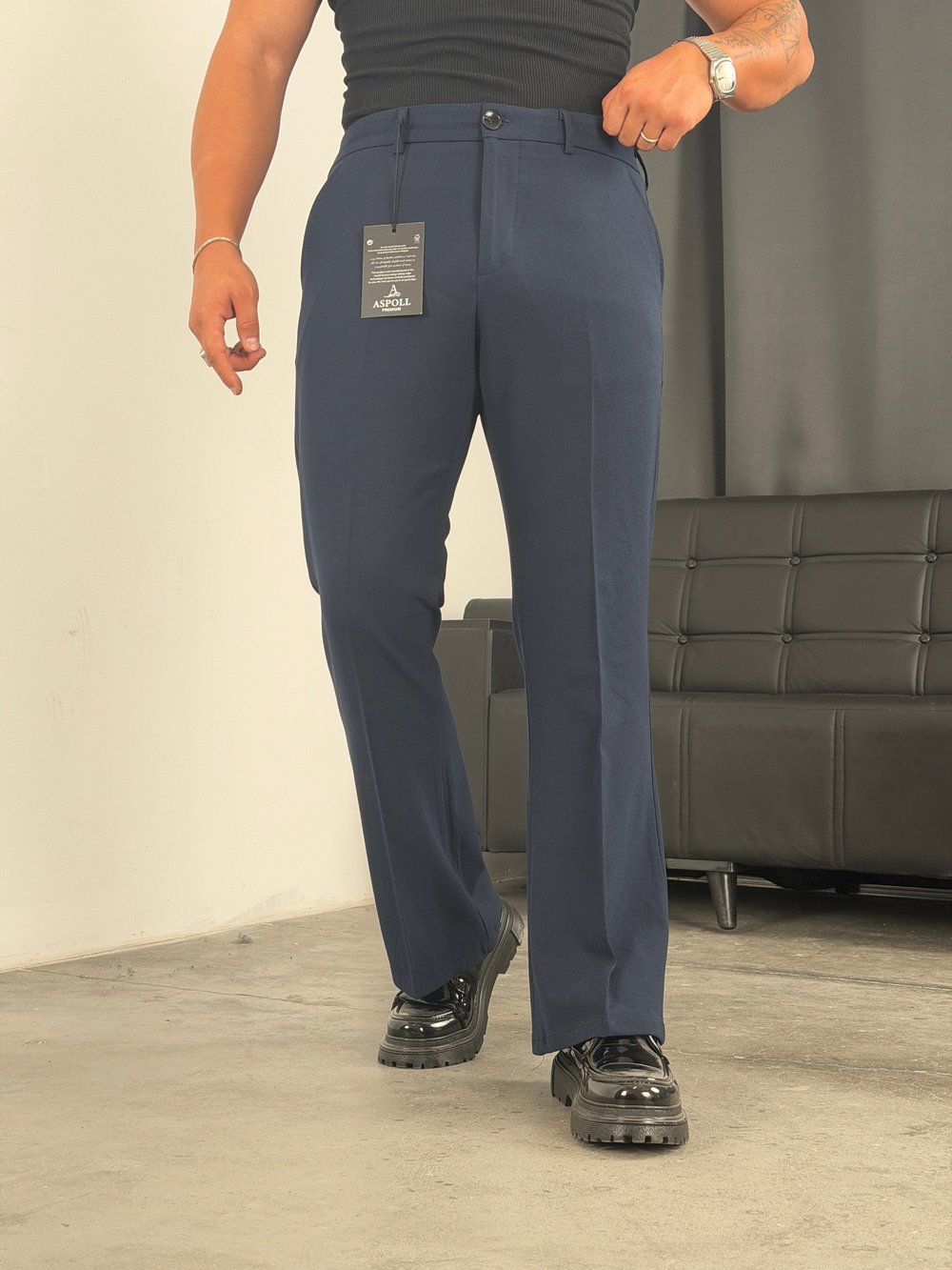 İspanyol Paça Premium Kumaş Pantolon Lacivert