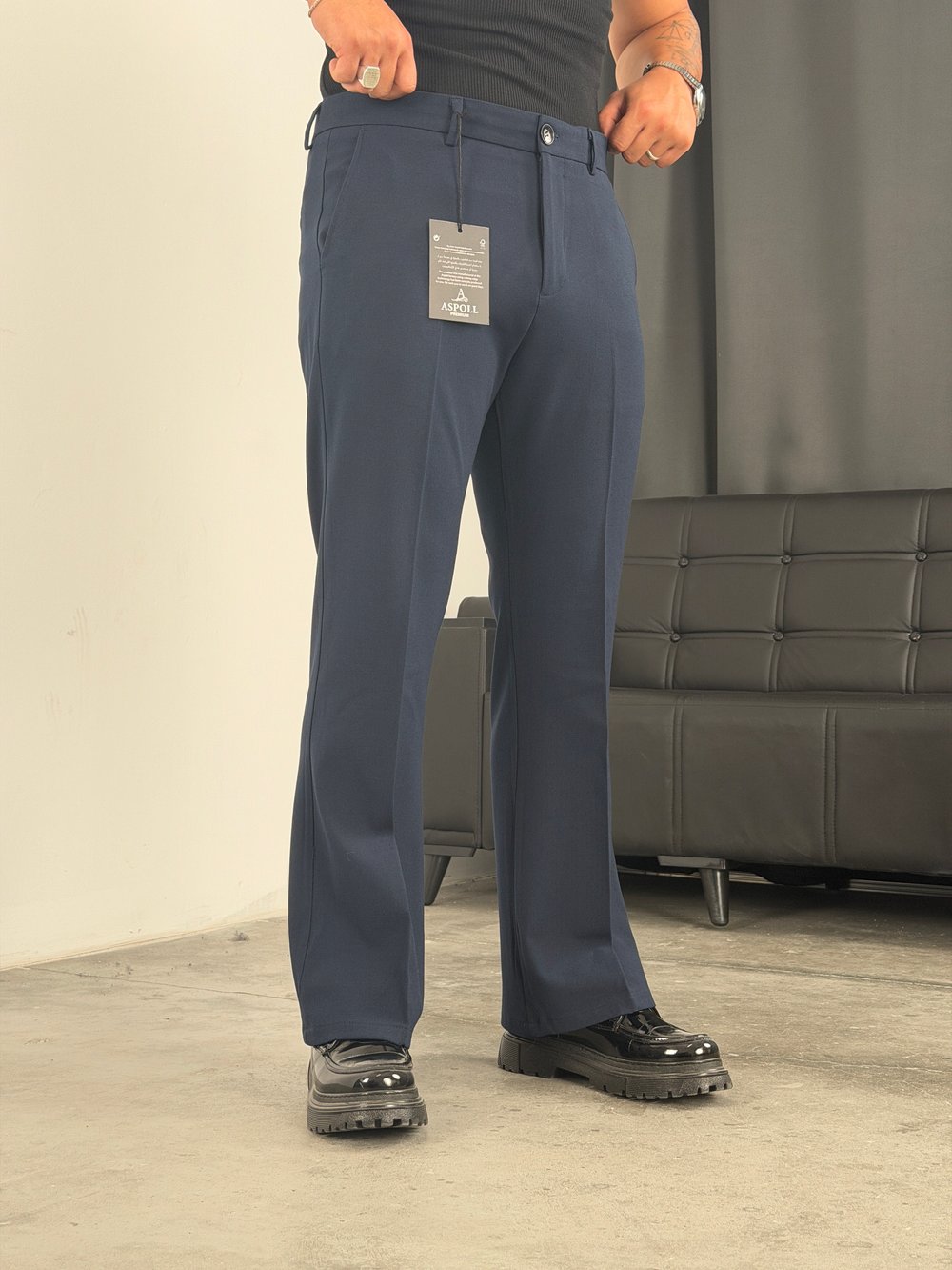 İspanyol Paça Premium Kumaş Pantolon Lacivert