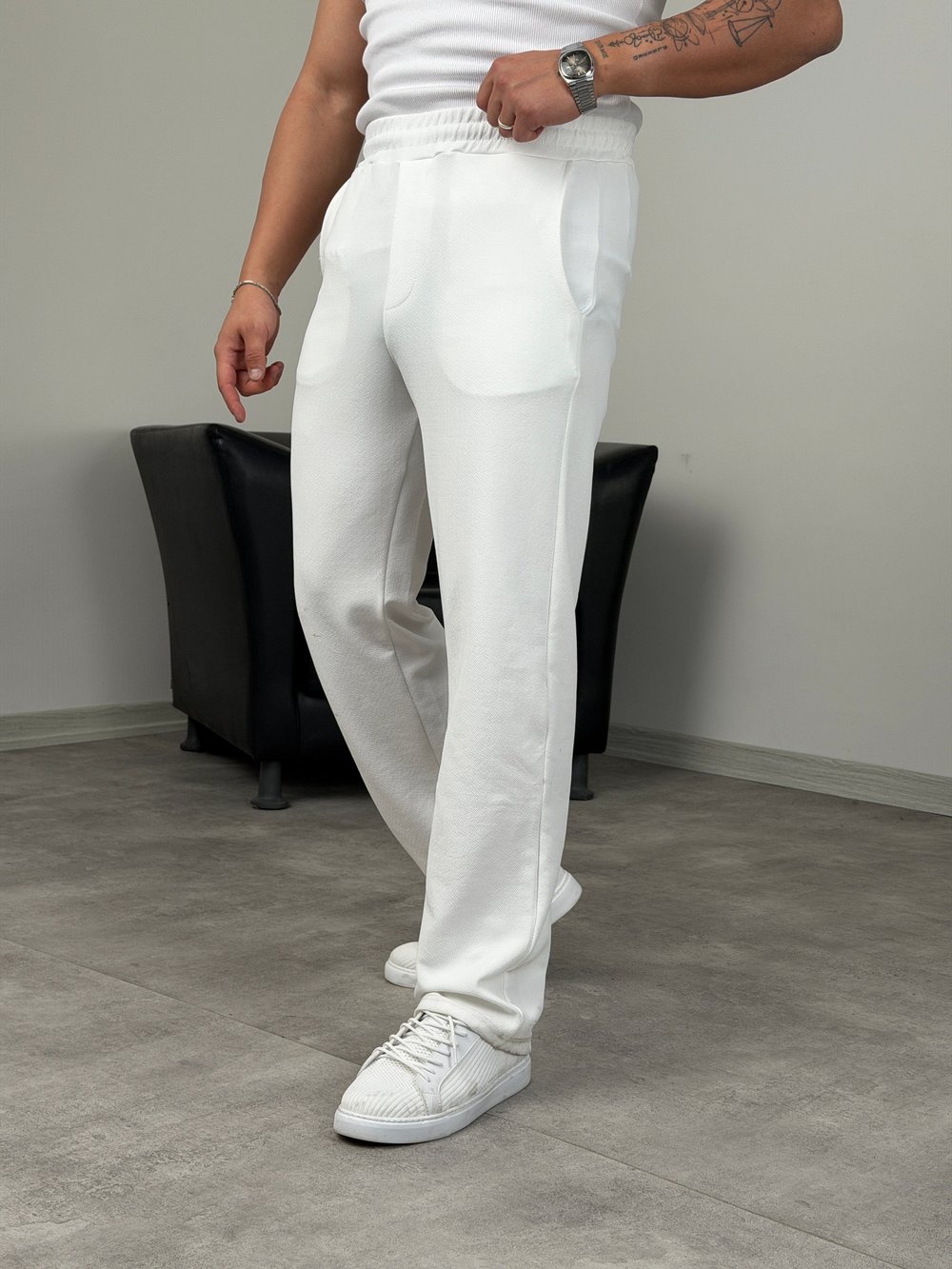KREP BAGGY PANTOLON BEYAZ