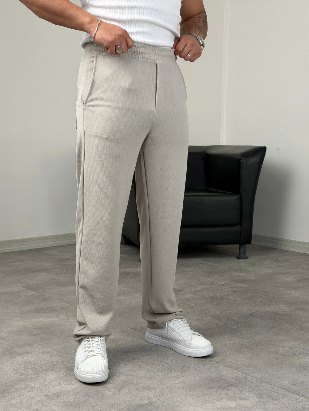 KREP BAGGY PANTOLON GRİ