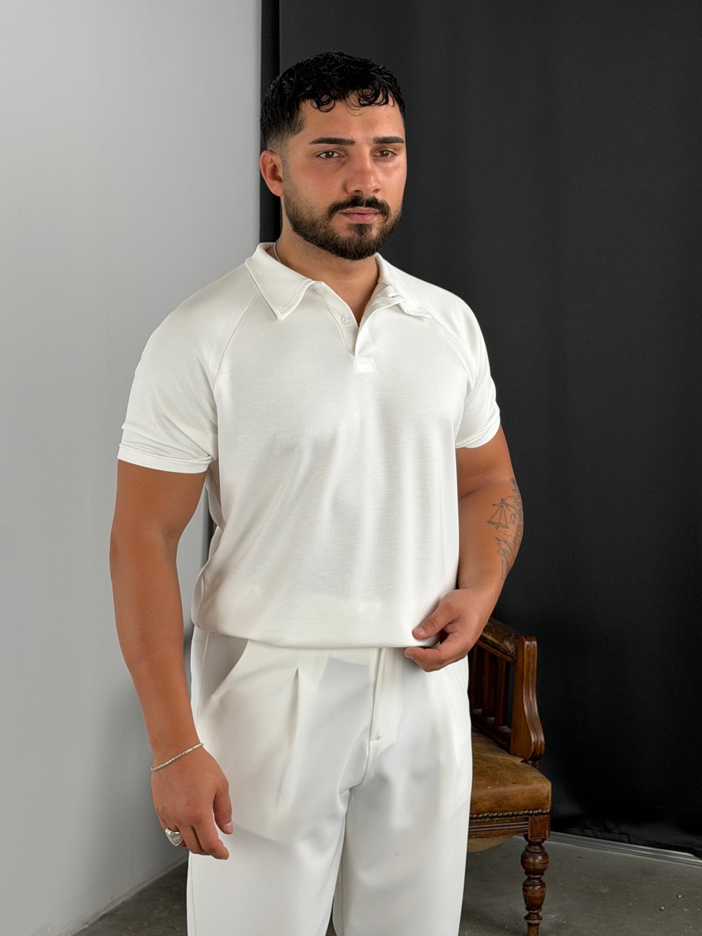 MODAL DÜĞMELİ POLO YAKA TİŞÖRT BEYAZ