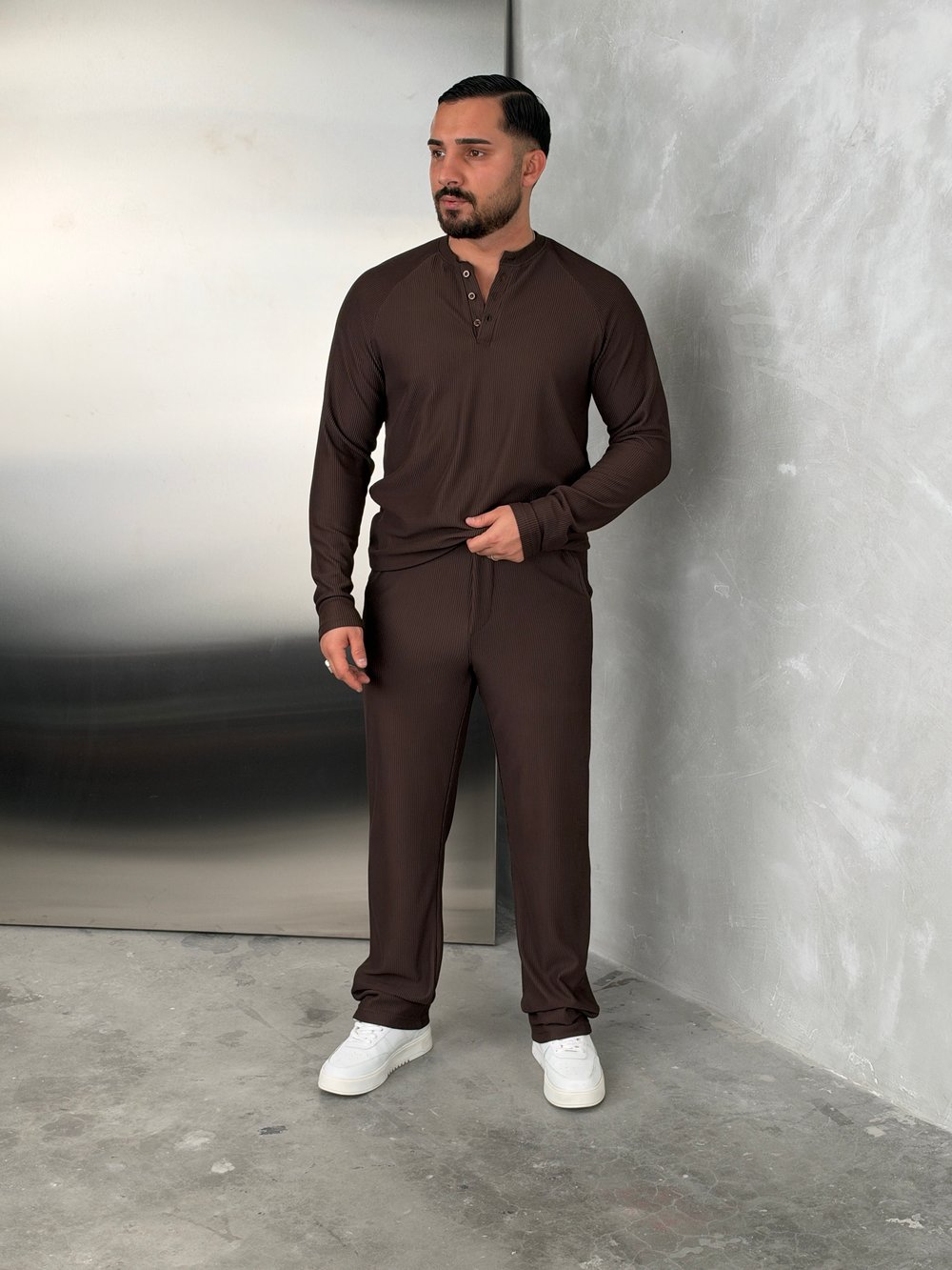 Ottoman Henley Model Takım Acı Kahve
