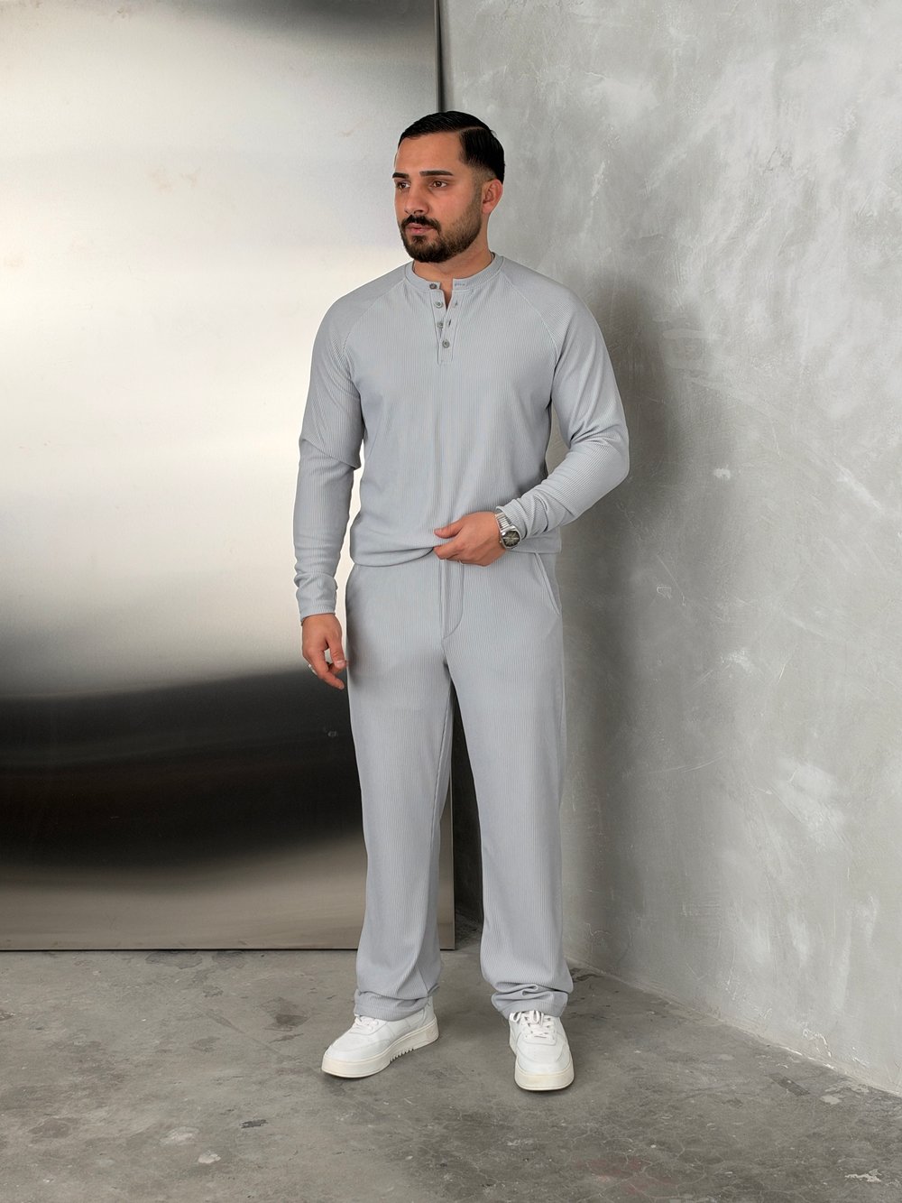 Ottoman Henley Model Takım Gri