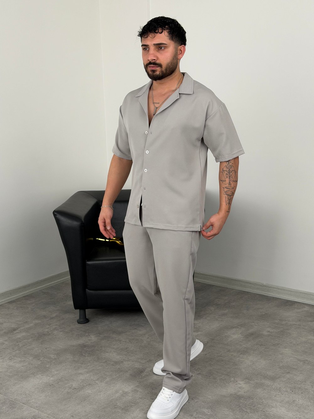 PREMİUM YAZLIK DABIL KUMAŞ TAKIM GRİ