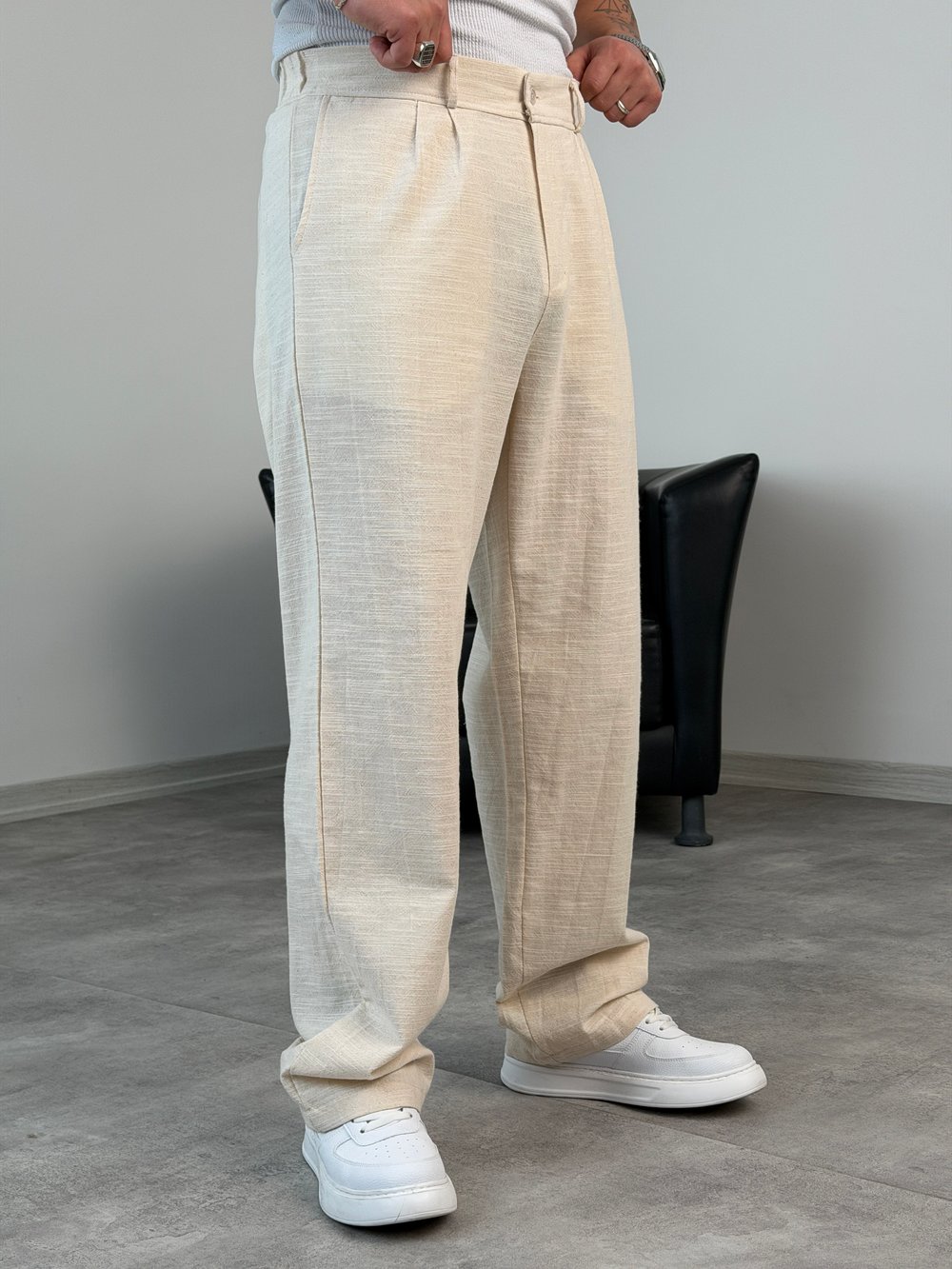 SÜPER BAGGY KALIP PİLELİ BAGGY PANTOLON BEJ