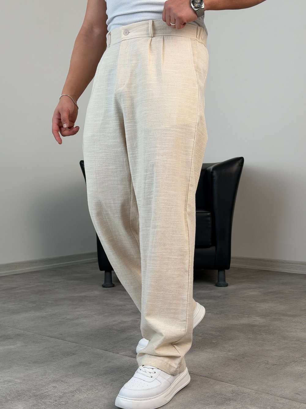 SÜPER BAGGY KALIP PİLELİ BAGGY PANTOLON BEJ