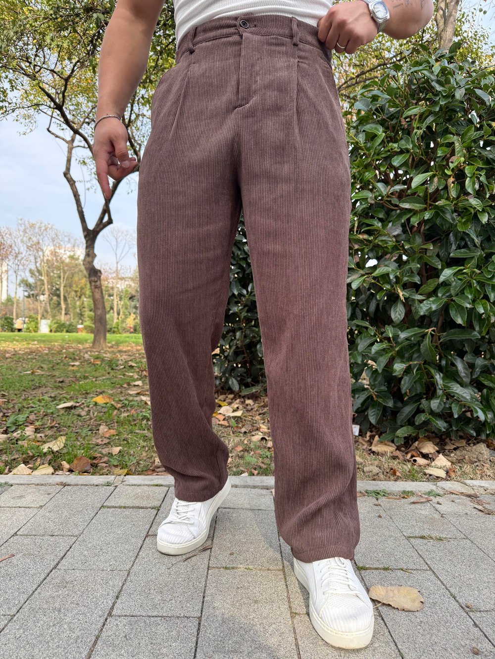 TEK PİLE HAM KADİFE BAGGY ACI KAHVE