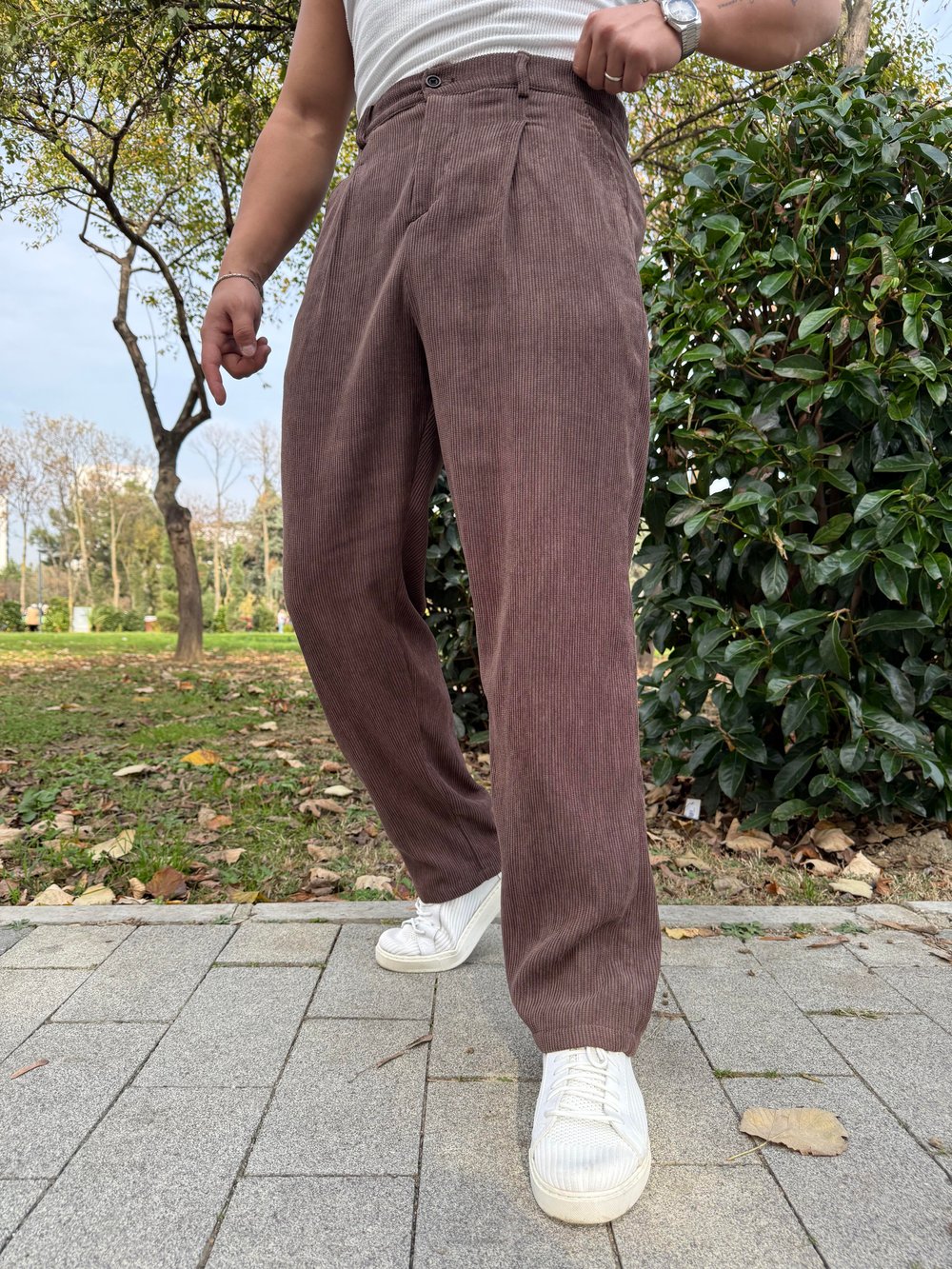 TEK PİLE HAM KADİFE BAGGY ACI KAHVE
