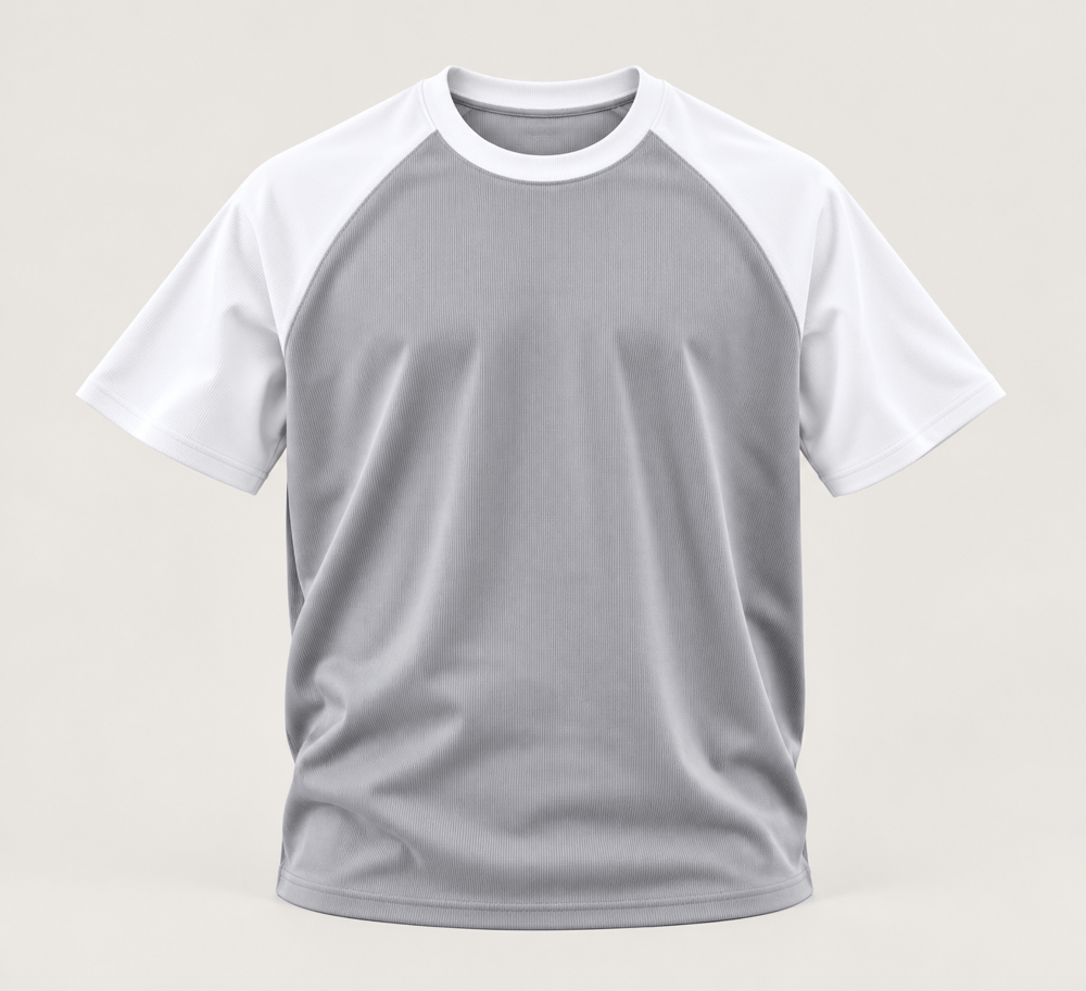 U8 Çift Renk Reglankol Ottoman Tshirt Gri
