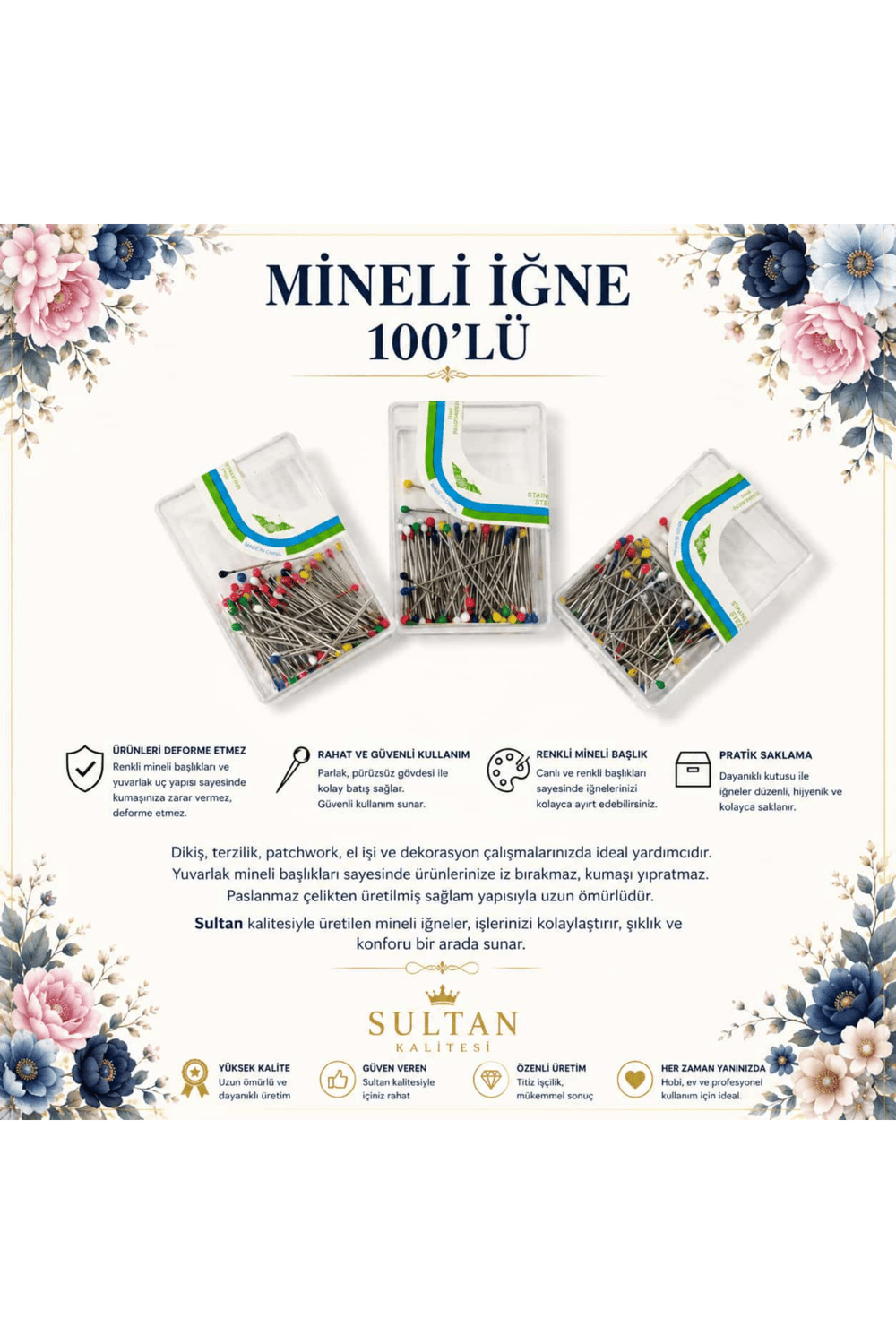 SULTAN MİNELİ İĞNE 100 ADET (BÜYÜK 20 KUTU)