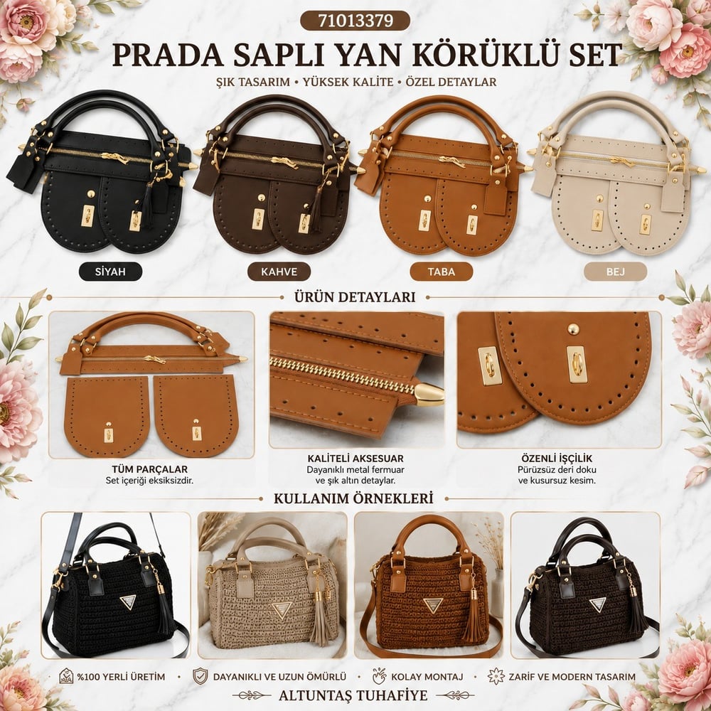 PRADA SAPLI YAN KÖRÜKLÜ SET