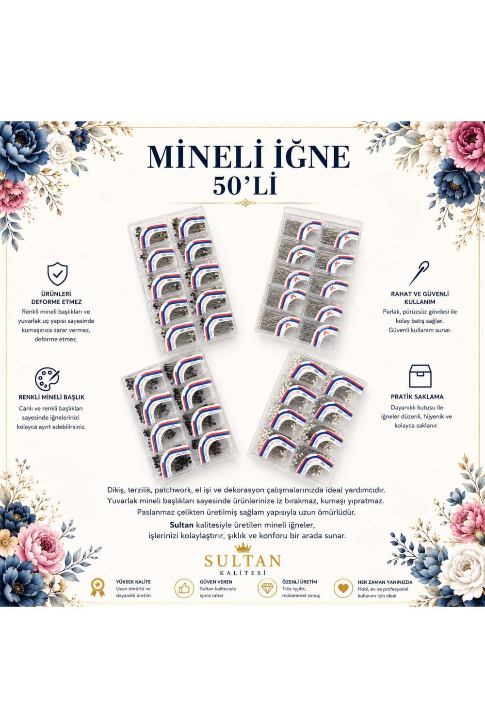 SULTAN MİNELİ İĞNE 50 ADET (KÜÇÜK 20 KUTU)