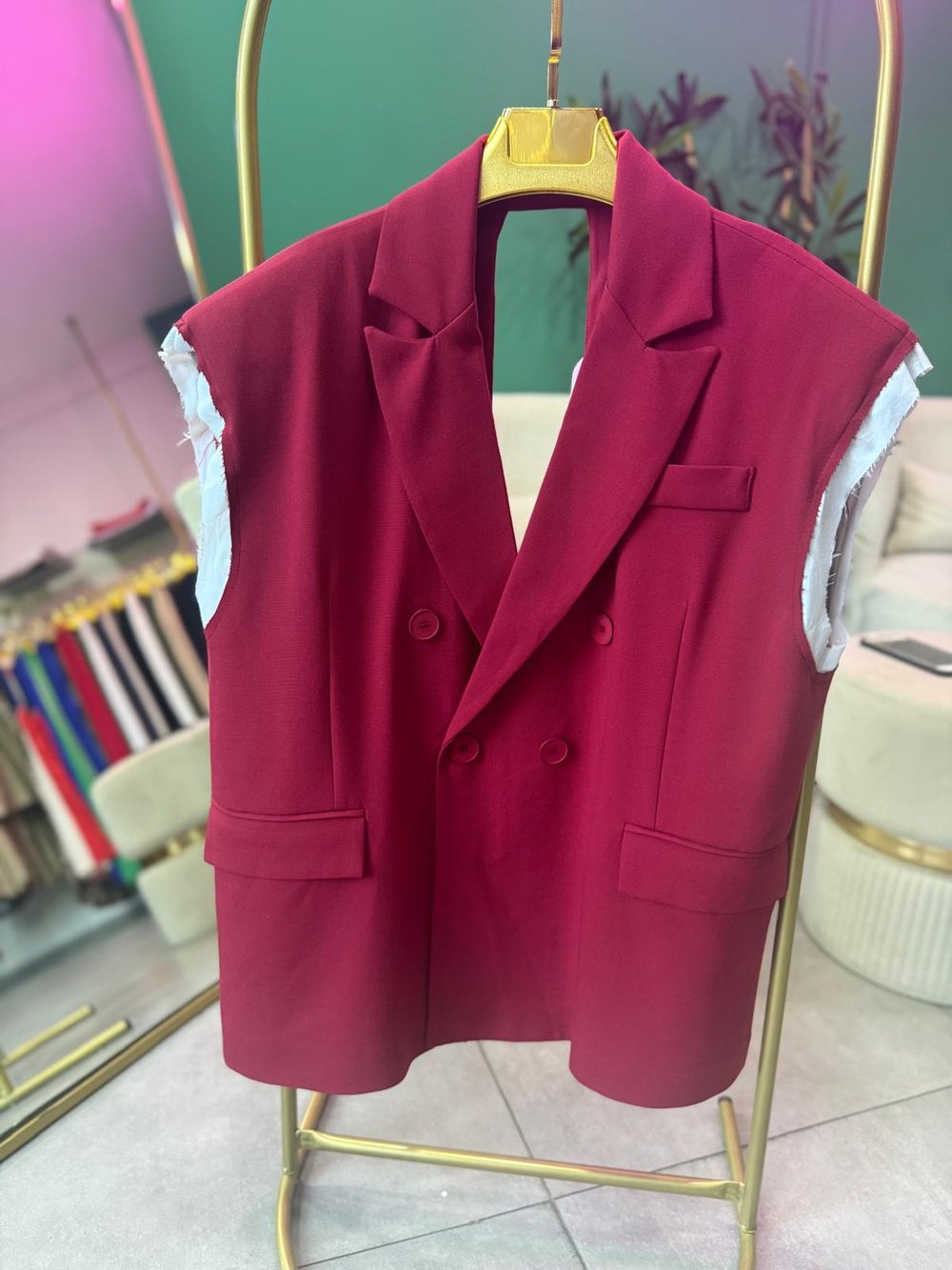 Bordo Tasarım Blazer Yelek