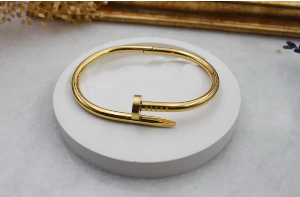 Çelik Çivi Model Gold Kelepçe Bileklik