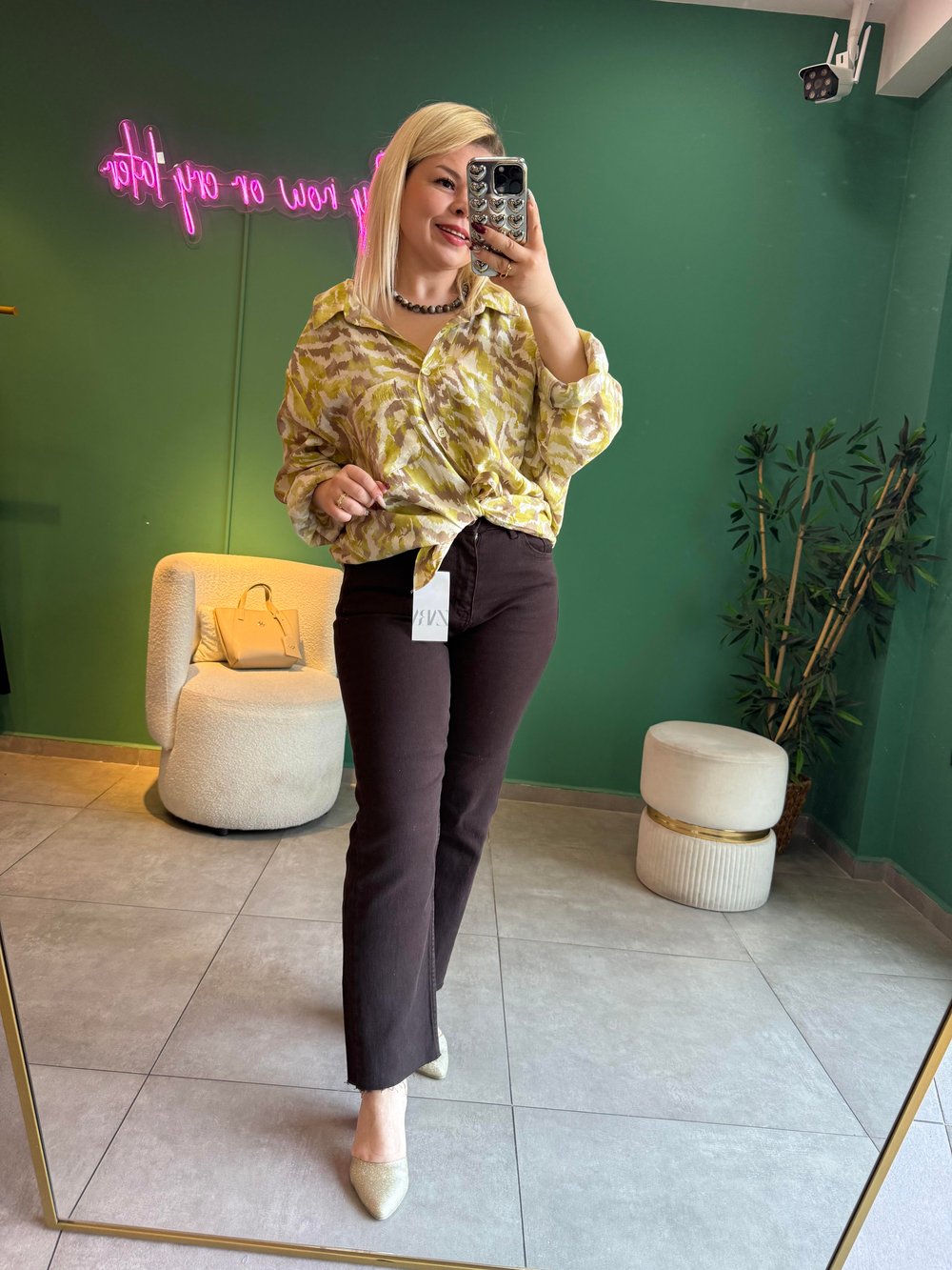 Ebruli Desenli Büyük Beden Oversize Gömlek