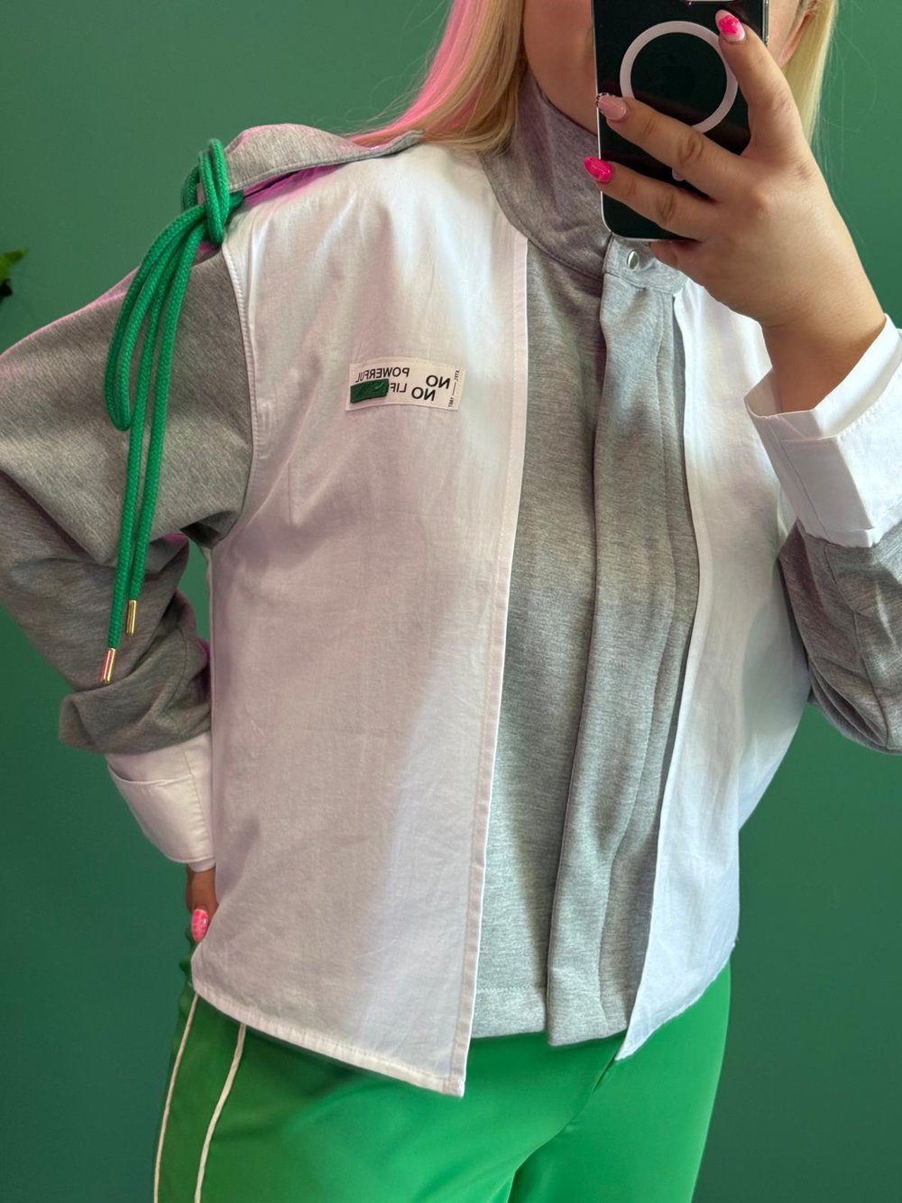 Gömlek Detaylı Önü Fermuarlı Sweat Ceket
