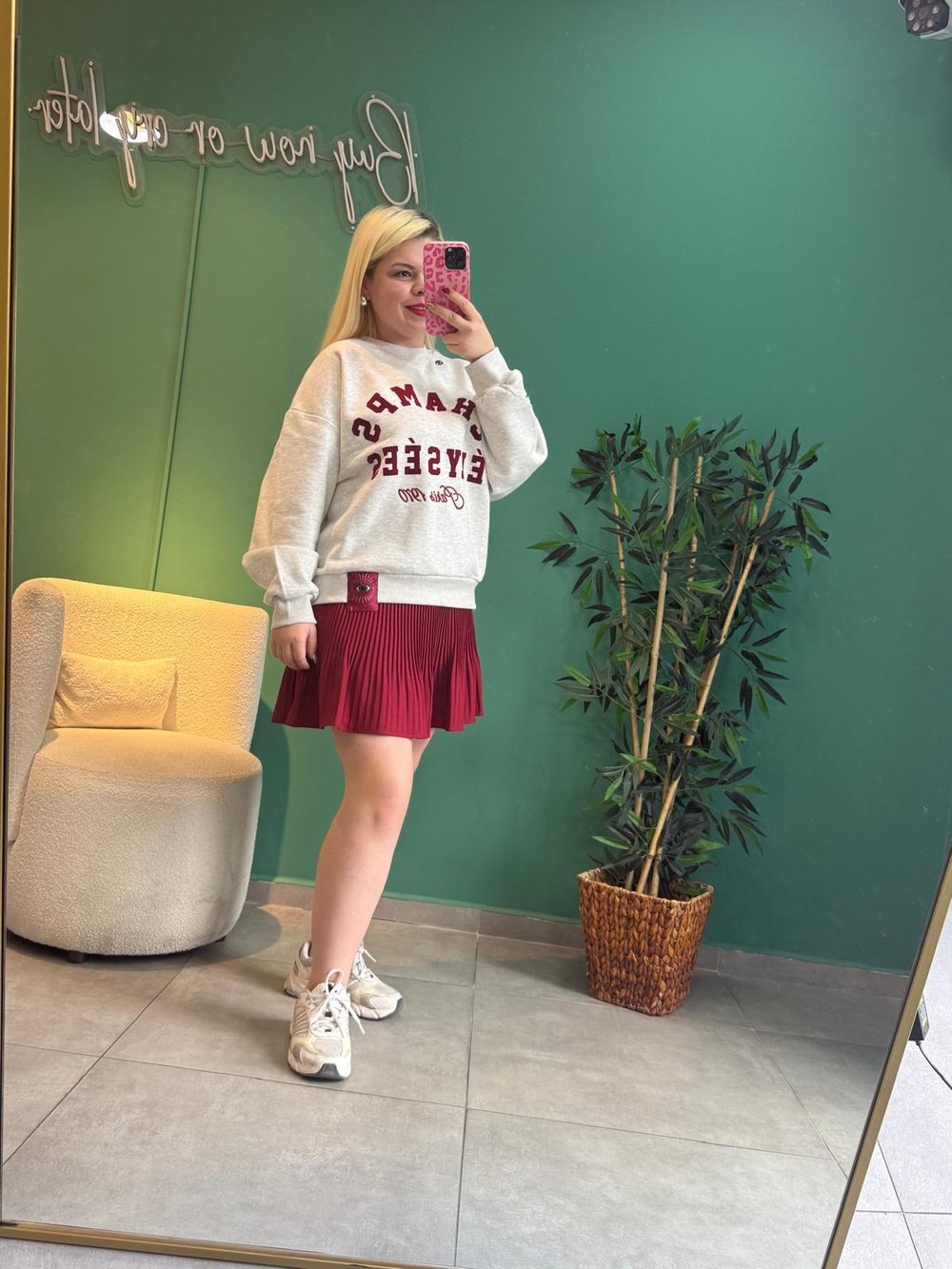 Göz Detaylı Bordo Sweatshirt
