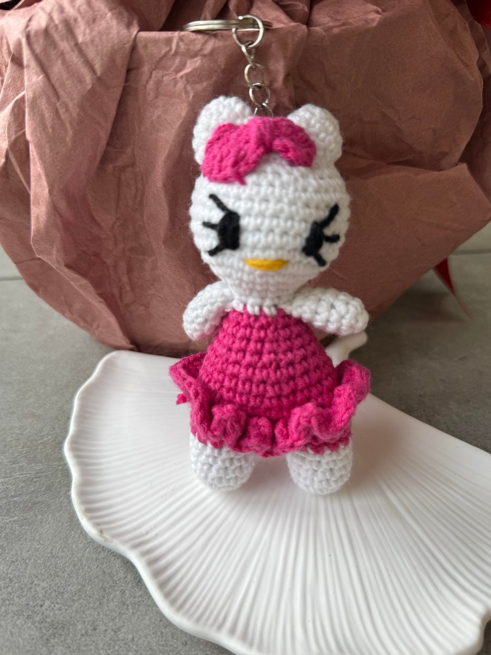 Hello Kitty El Örgüsü Anahtarlık