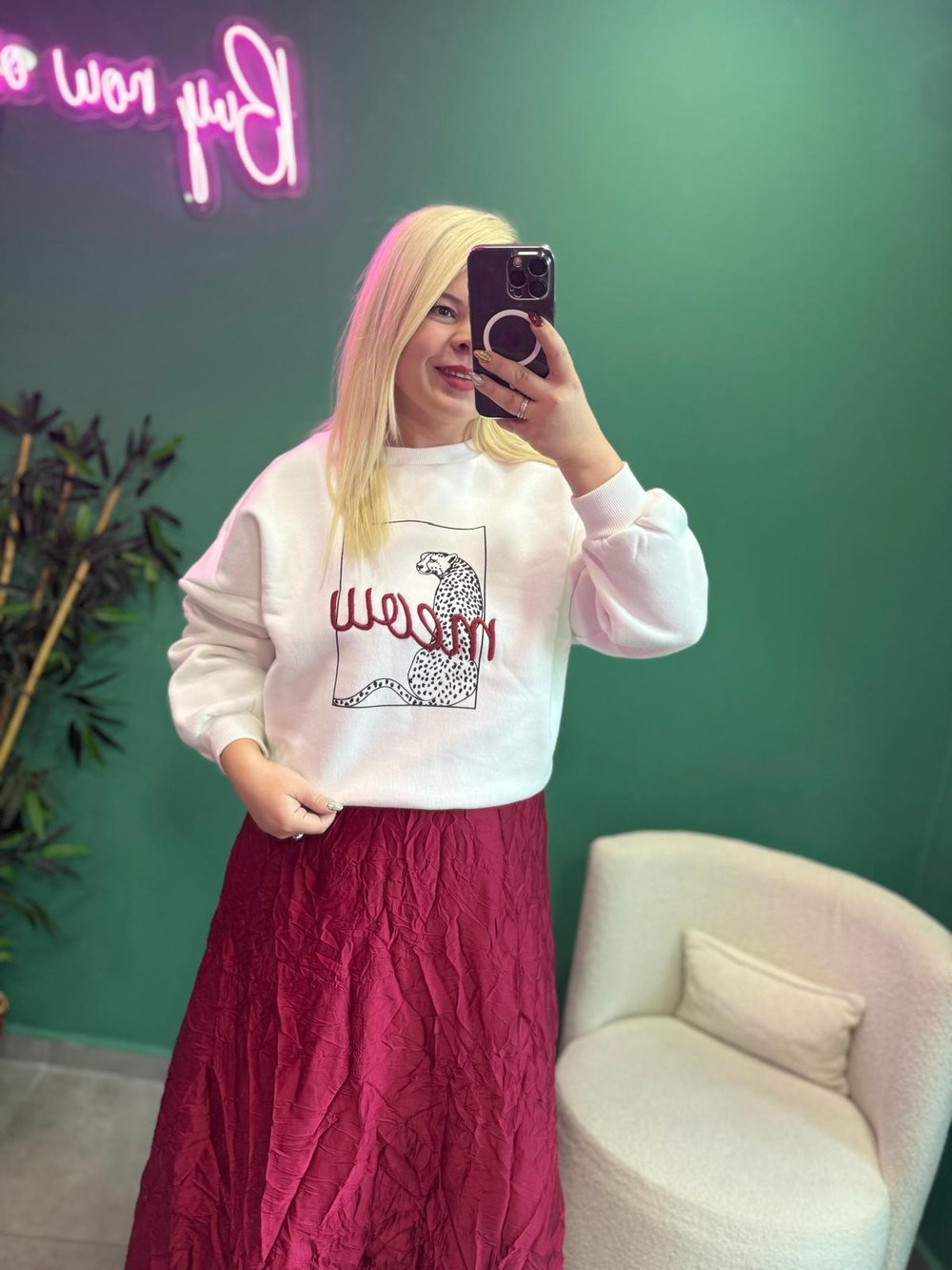 İçi Şardonlu Beyaz Sweat