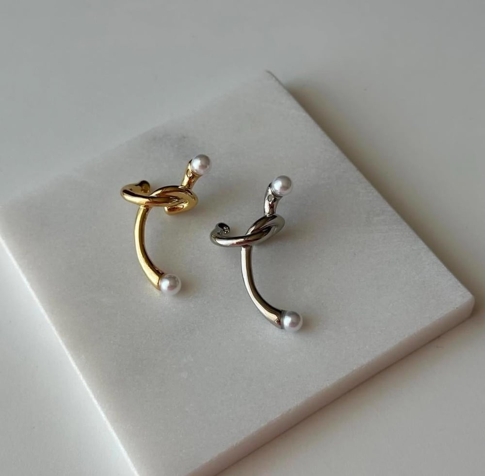 İnci Düğümlü Gümüş Earcuff