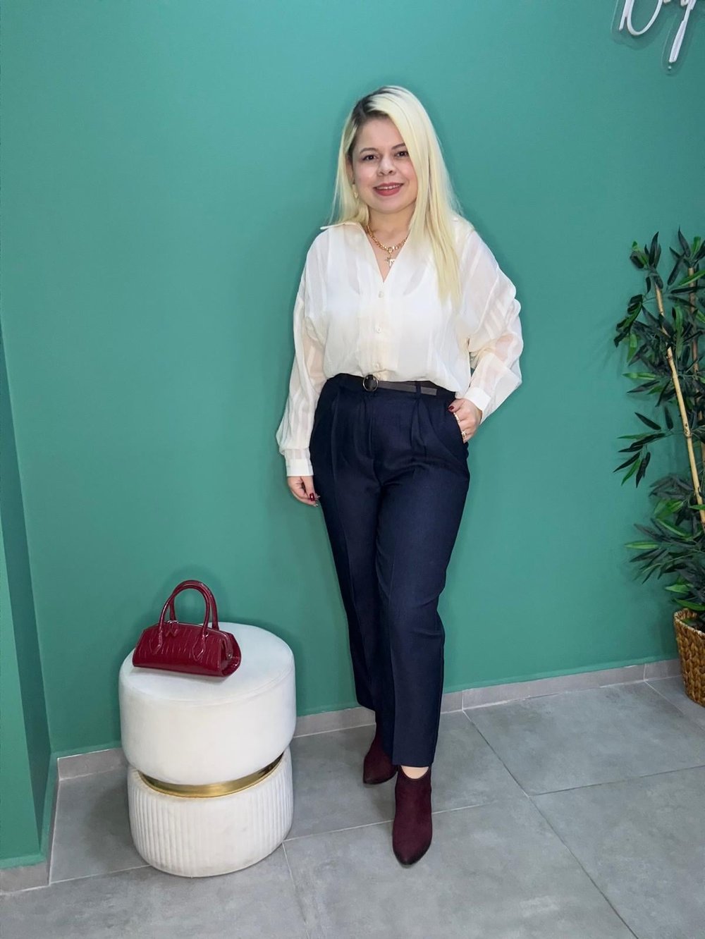 Lacivert Kemerli Havuç Pantalon