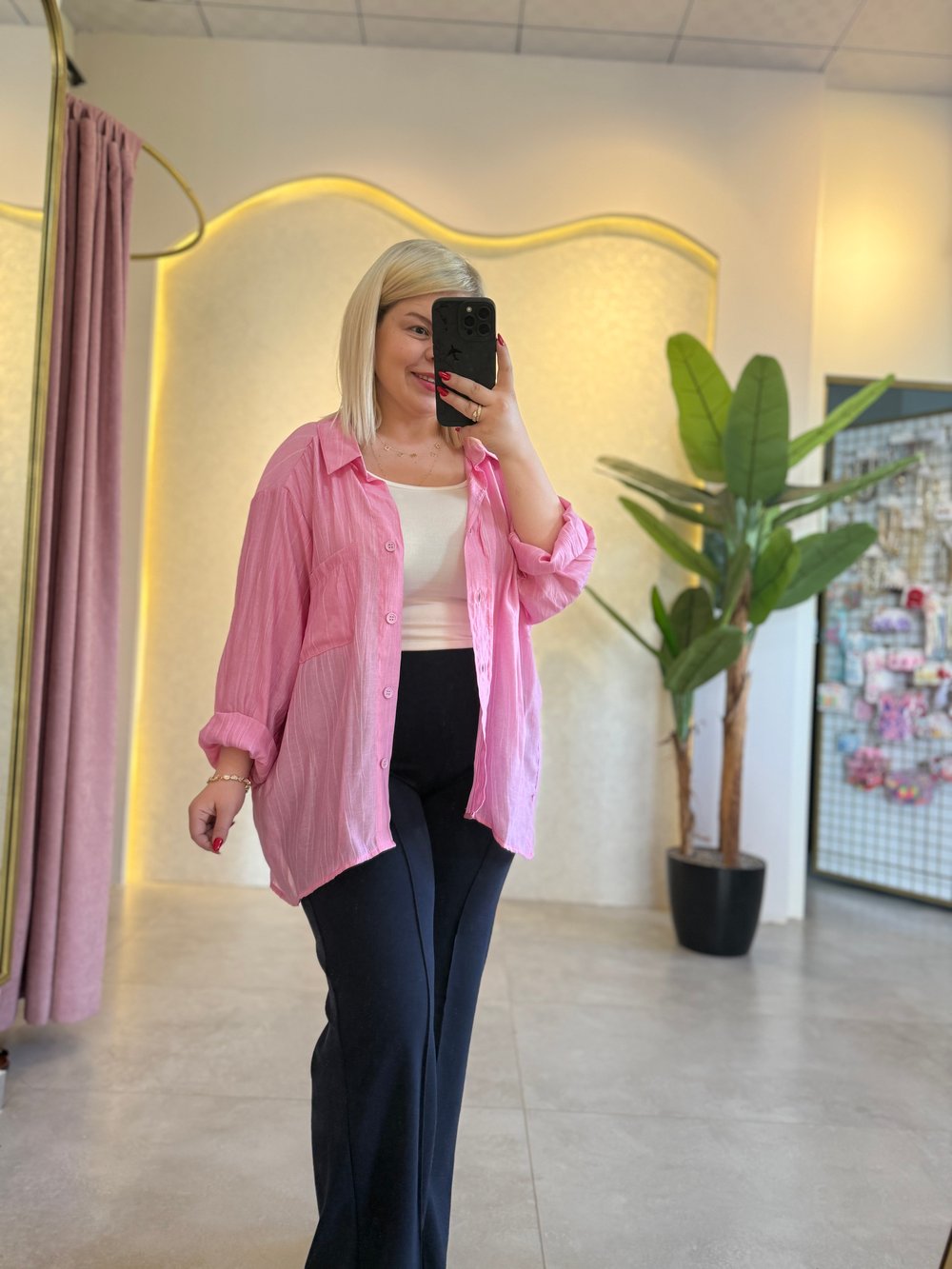 Pembe Oversize Gömlek