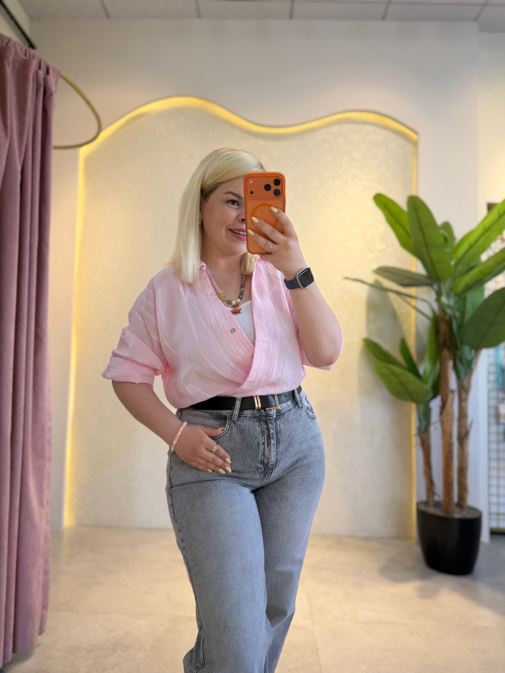 Pembe Premium Oversize Gömlek