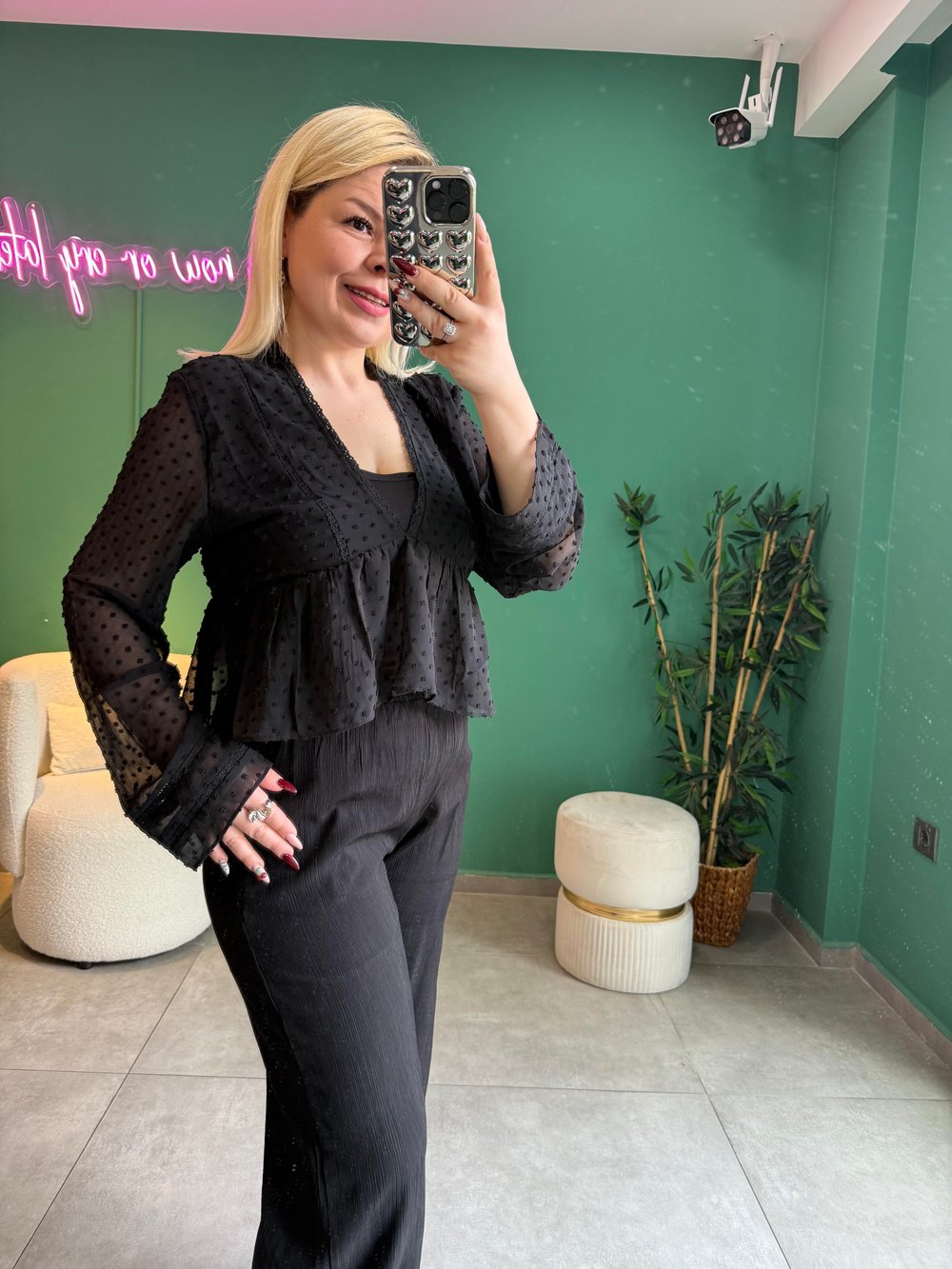 Siyah Şifon Bluz